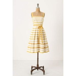 Moulinette Soeurs Anthropologie Cotton Yellow and White Tea Dress Size 4